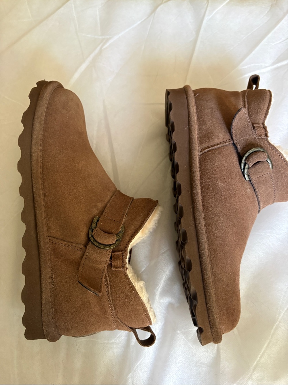BearPaw Women's Chestnut Brown Suede Ankle Booties